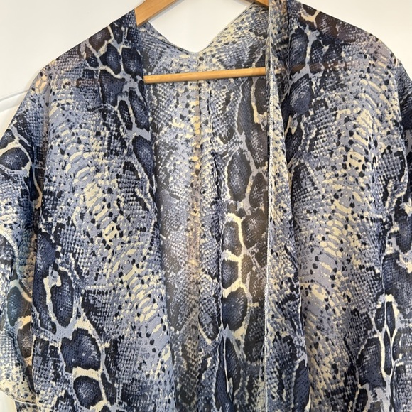 Blue Snake Print Chiffon Beach Swim Coverup -One Size New w/ tag - Picture 5 of 6